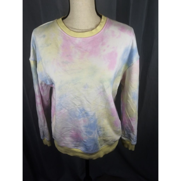 HUDSON GRAY Tops - Women's Hudson Gray Size S Pink Yellow Blue Tie-Dye Crewneck Sweatshirt